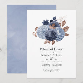 Convites Janto de Ensaio Floral Dusty Blue e Rosa Dourado