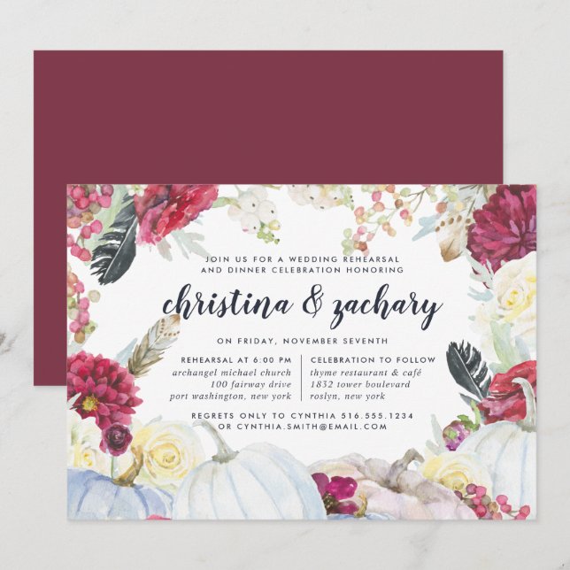 Convites Janto de Ensaio Floral e Autumn Pumpkin (Frente/Verso)