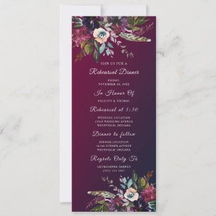 Convites Janto de Ensaio Floral Elegante Chic Burgundy