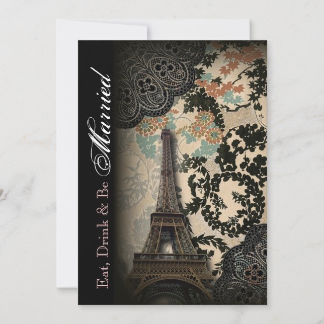 Convites janto de ensaio floral elegante de Paris (Frente)