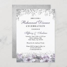 Convites Janto de Ensaio Floral Púrpura das Garras Prateada