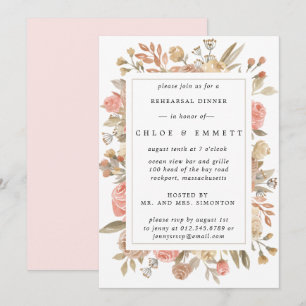 Convites Janto de Ensaio Floral Rustic Boho Blush Rosa