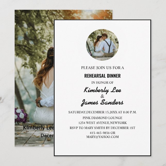 Convites Janto de ensaio fotográfico em preto-e-branco (Frente/Verso)