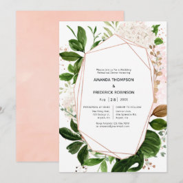 Convites Janto de ensaio geométrico com rosa Dourado e Blus