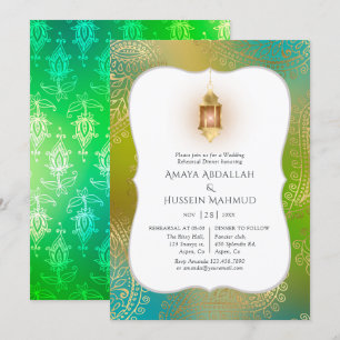 Convites Janto de Ensaio Gold Foil Arabe Bollywood