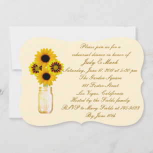 Convites Janto de ensaio Mason Jar das Flores Amarelas Conv