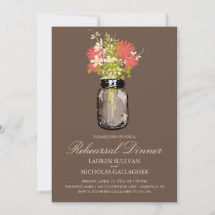 Convites Janto de ensaio Mason Jar e Wildflower