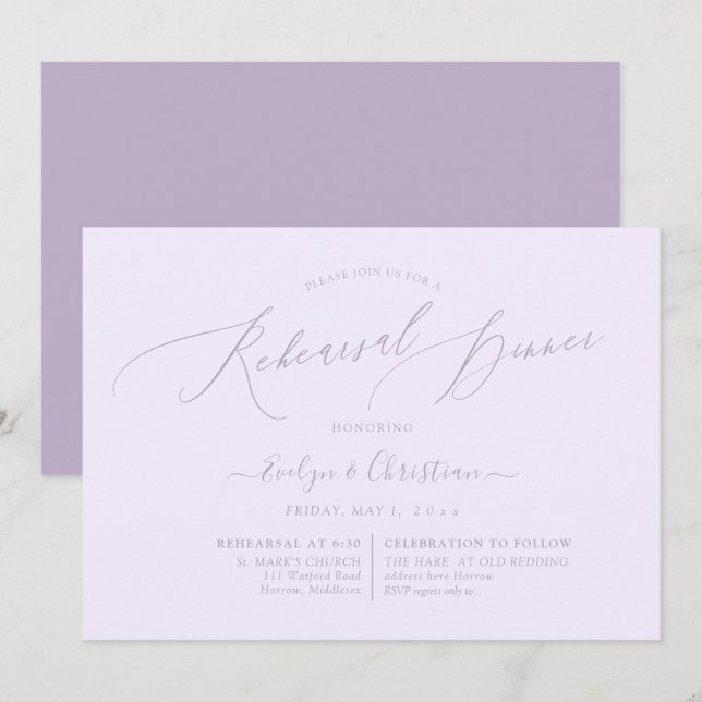 Convites Janto de ensaio minimalista PixDezines Lilac Purpl (Frente/Verso)