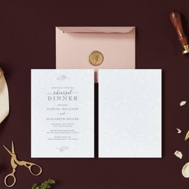 Convites Janto de Ensaio Mínimo de Paisley Branco com Plush (Criador carregado)