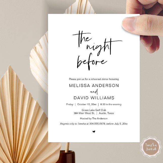 Convites Janto de ensaio moderno, na noite anterior ao conv (Modern Wedding Rehearsal Dinner, The night before our big day celebration Invitation Card)