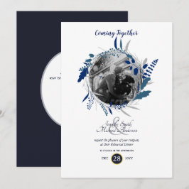Convites Janto de ensaio moderno PHOTO Blue Wreath
