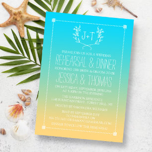 Convites Janto de ensaio Monograma Wreath Beach Ombre