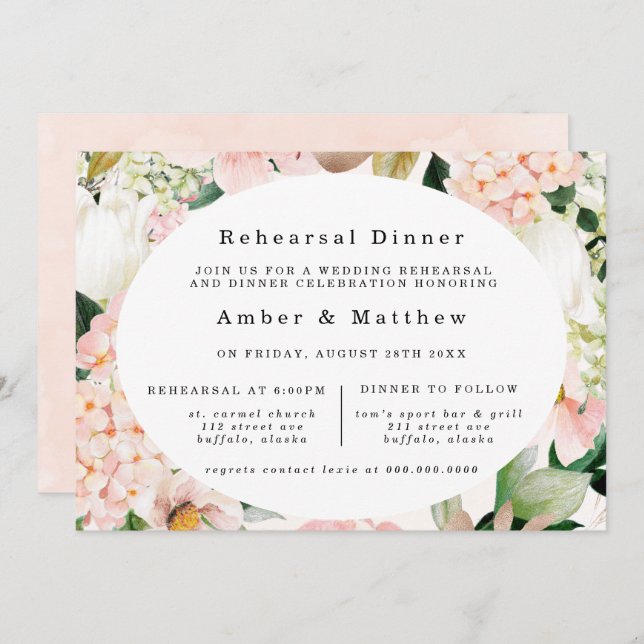 Convites Janto de ensaio Peach Cream Hydrangeas Tulip (Frente/Verso)