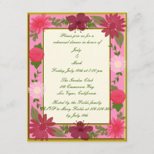 Convites Janto de Ensaio Personalizado de Flores Rosa