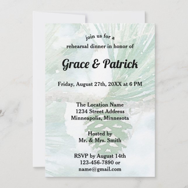 Convites Janto de ensaio Pine-Cone Verde Pale (Frente)