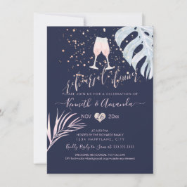 Convites Janto de ensaio PixDezines/Champanhe Rosa+Palmas