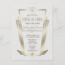 Convites Janto de Ensaio Real Dourado Art Deco Monograma