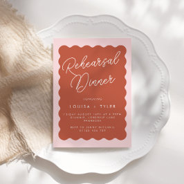 Convites Janto de ensaio Retro Wavy Terracotta e Blush