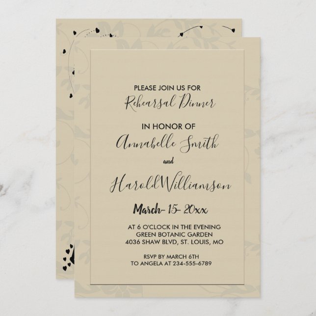 Convites Janto de Ensaio Romântico Moderno Elegante (Frente/Verso)