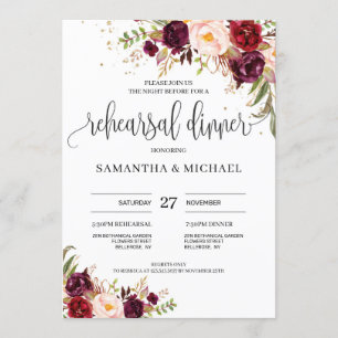 Convites janto de ensaio rosa vermelho-marsala branco
