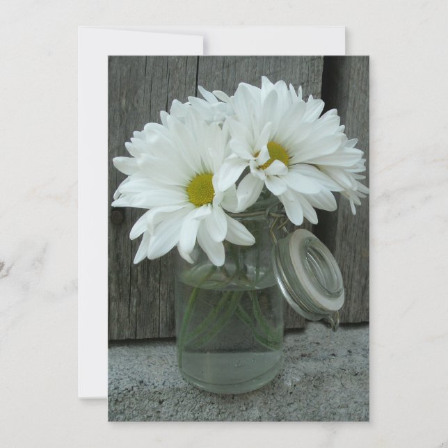 Convites Janto De Ensaio Russo Mason Jar Of Daisies (Frente)