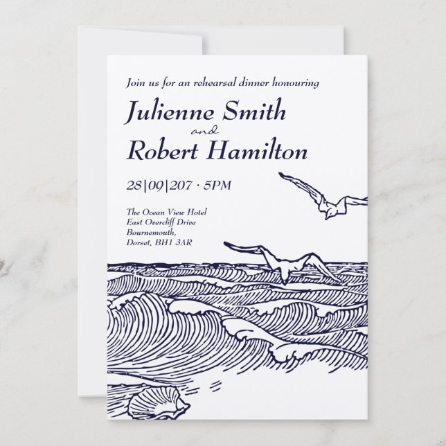 Convites Janto de Ensaio Rustic Beach Wedding (Frente)