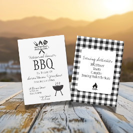 Convites Janto de Ensaio Rustic Black and White Xadrez
