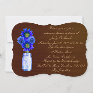 Convites Janto de Ensaio Rustic Blue Mason Jar Convidado