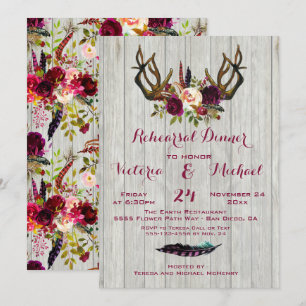Convites Janto de ensaio Rustic Boho com Antlers florais