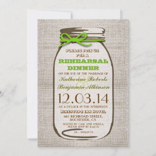 Convites Janto de Ensaio Rustic Burlap Mason Jar