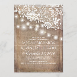Convites Janto de Ensaio Rustic Burlap String Luz Lace