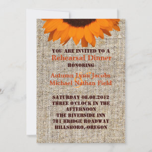 Convites janto de ensaio Rustic Burlap Sunflower Wedding
