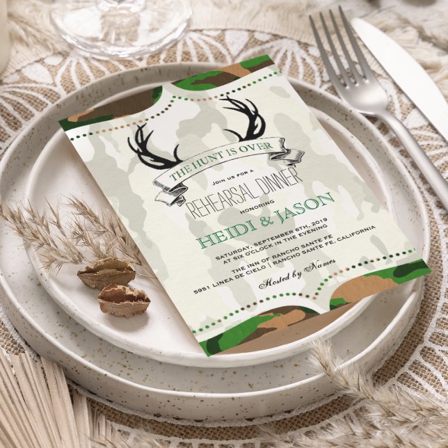 Convites janto de ensaio Rustic Camo "A Caça Acabou" (Criador carregado)