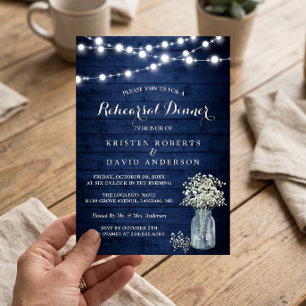 Convites Janto de Ensaio Rustic Midnight Blue Lights