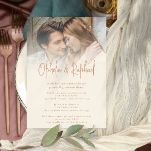Convites Janto de Ensaio Rustic Photo Script Cream Wedding
