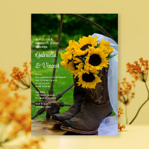 Convites Janto de ensaio Rustic Sunflower Cowboy Boots