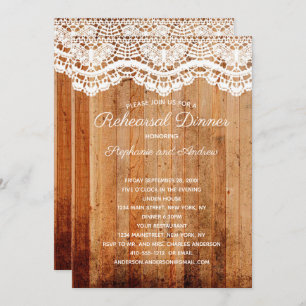 Convites Janto de Ensaio Rustic Wooden White Lace Country