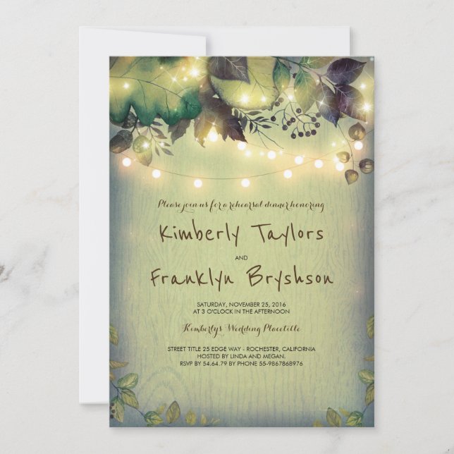 Convites Janto de ensaio Rustic Woodland Barn Lights (Frente)