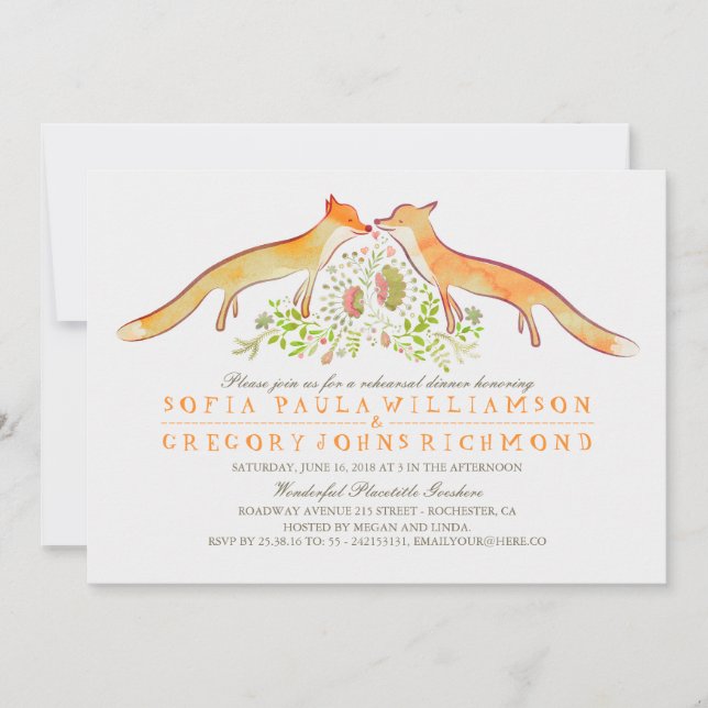 Convites Janto de ensaio Rustic Woodland Fox (Frente)