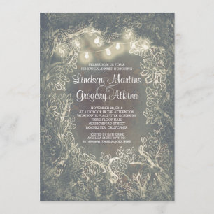 Convites Janto de Ensaio Rustic Woodland String Lights