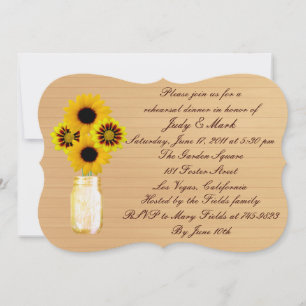 Convites Janto de Ensaio Rustic Yellow Mason Jar Convidado