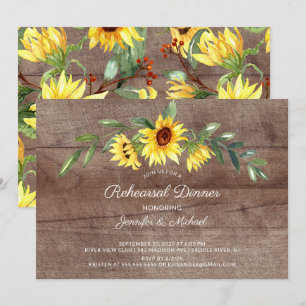 Convites Janto de ensaio Rustic Yellow Sunflower