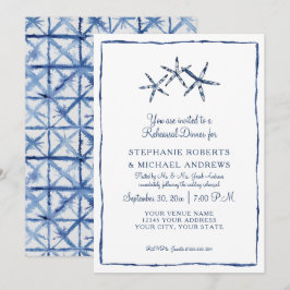 Convites Janto de ensaio Shibori Indigo Starfish Sea Beach