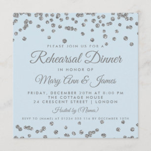 Convites Janto de ensaio Silver Glitter Confetti Azul de Ge