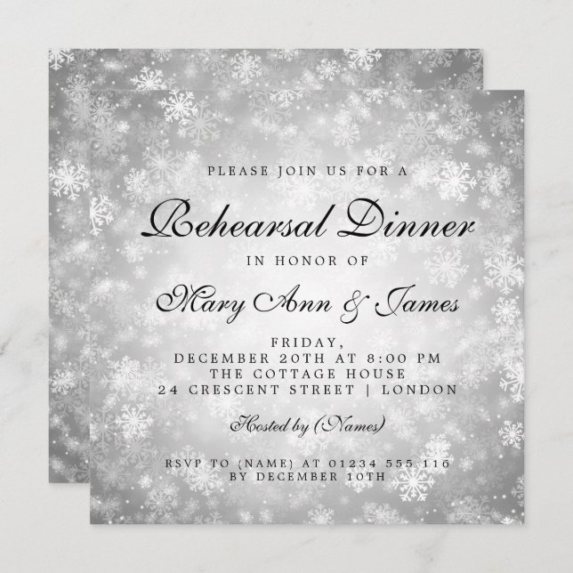 Convites Janto de ensaio Silver Winter Wonderland (Frente/Verso)