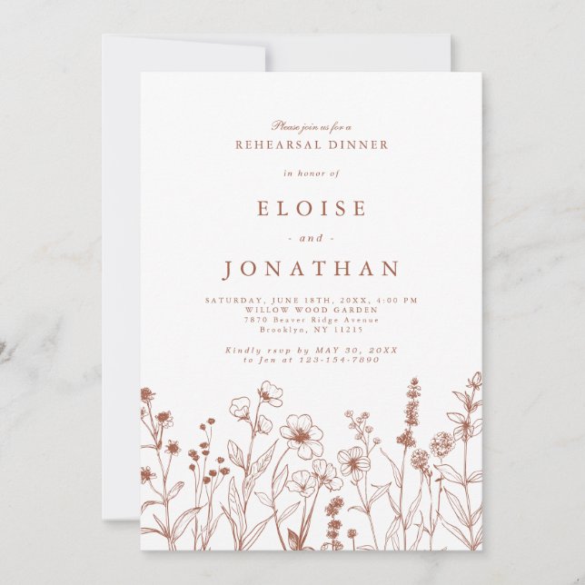 Convites Janto de ensaio Terracotta Fall Boho Wildflower (Frente)