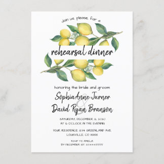 Convites Janto de ensaio tropical Charm Watercolor Lemon