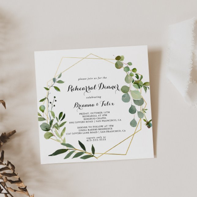 Convites Janto de ensaio tropical Dourado geométrico (Criador carregado)