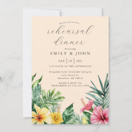 Convites Janto de Ensaio Tropical Floral de Peach Watercolo