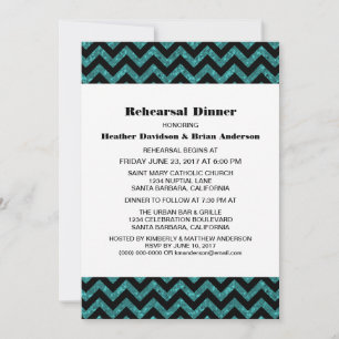 Convites Janto de Ensaio Turquoise Chevron Glitter Convidad